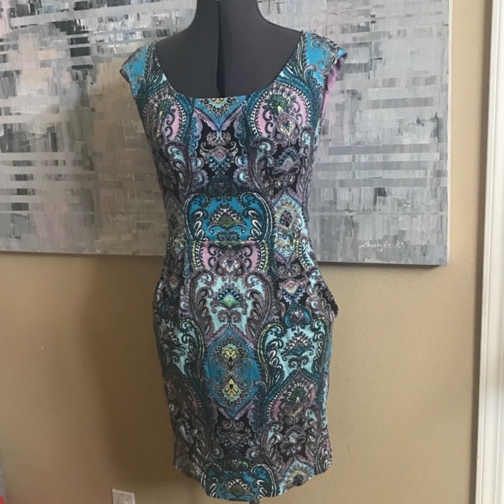 NY&C multi colored vintage inspired sheath dress,6